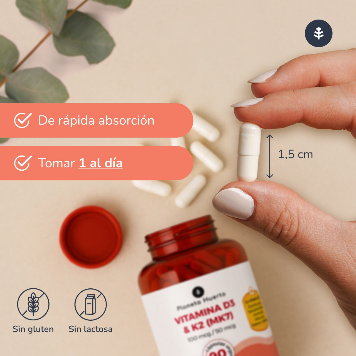 Vitamin D3 & K2 Mk7 Planeta Huerto 180 kapslar