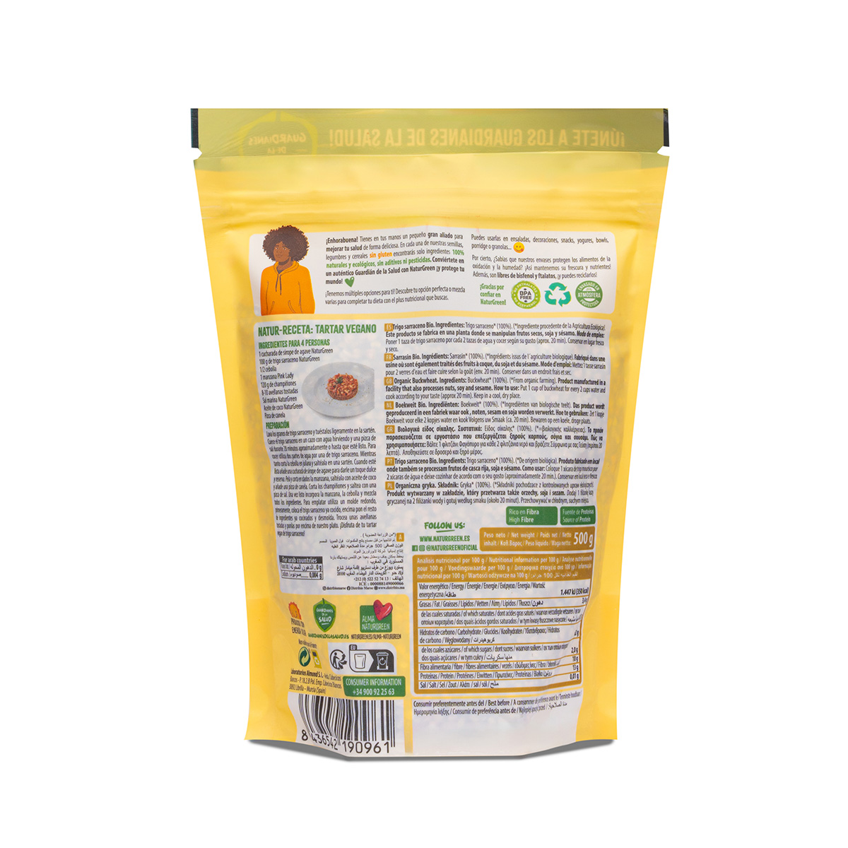 Pack of 2 Naturgreen organic gluten-free buckwheat 500 g