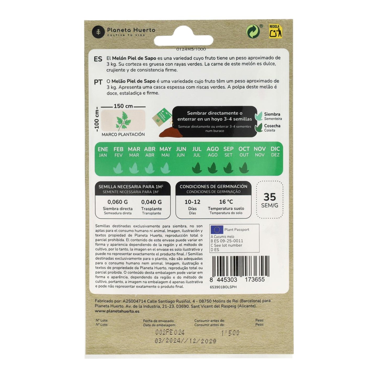 Bio-Samen von Melon piel de sapo Planet Garden