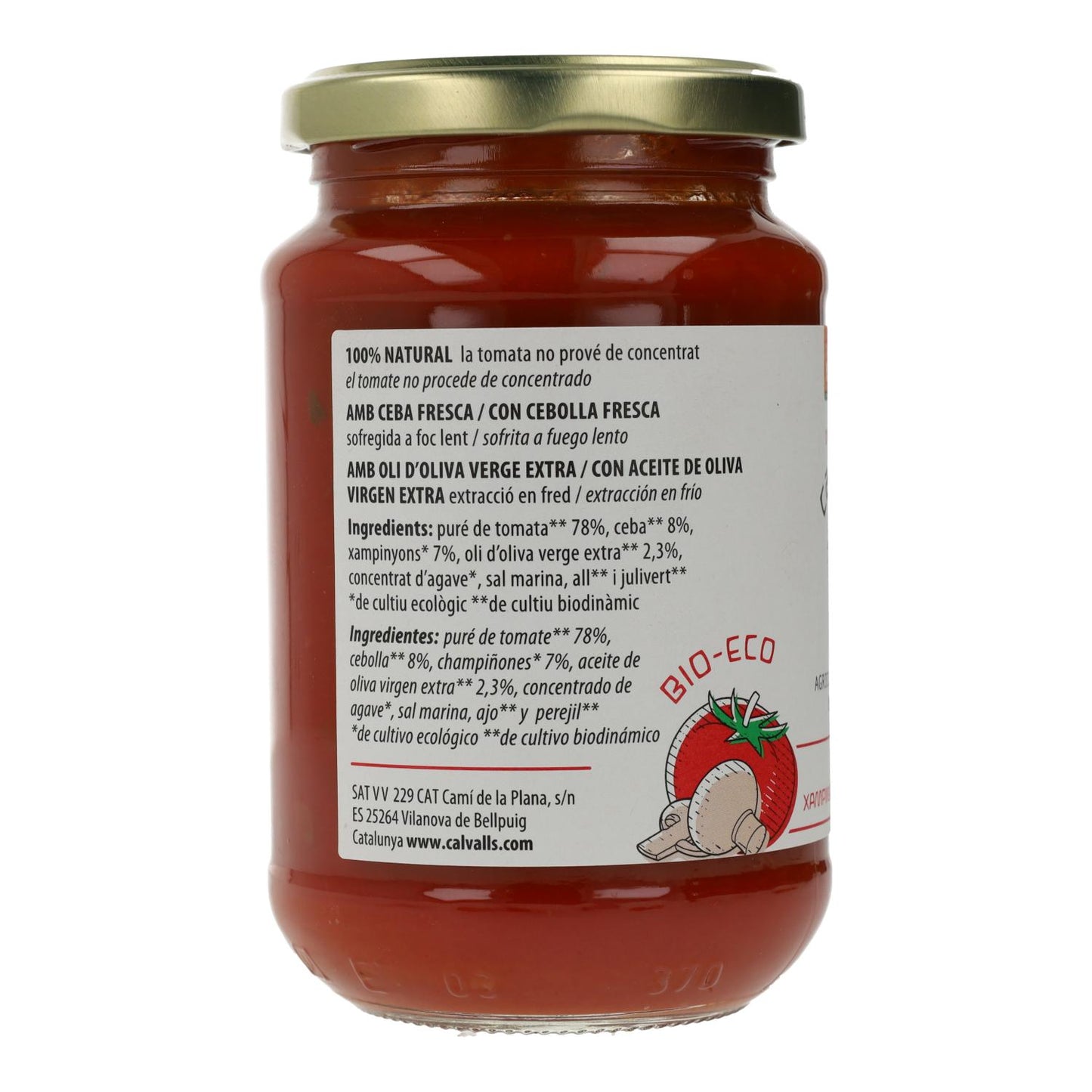 Cal Valls Organic Tomato and Mushroom Sauce, 350 g