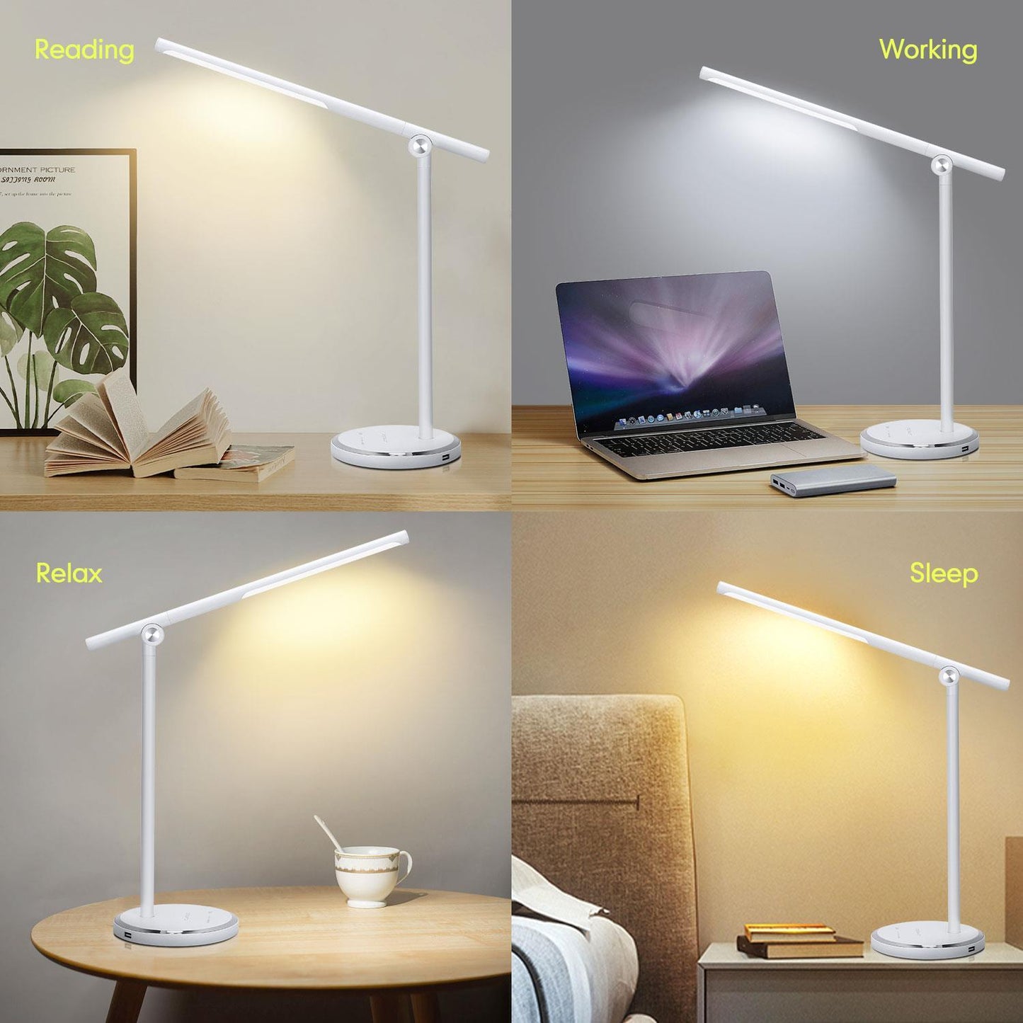 Lampada flessibile LED 8W Bianca 8W touch&stepless dimming con caricatore USB