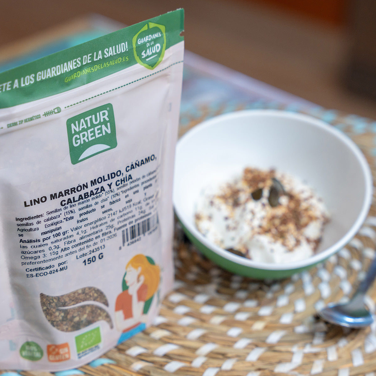 Linfrön, hampa, pumpa och chiafrön Bio NaturGreen 150 g