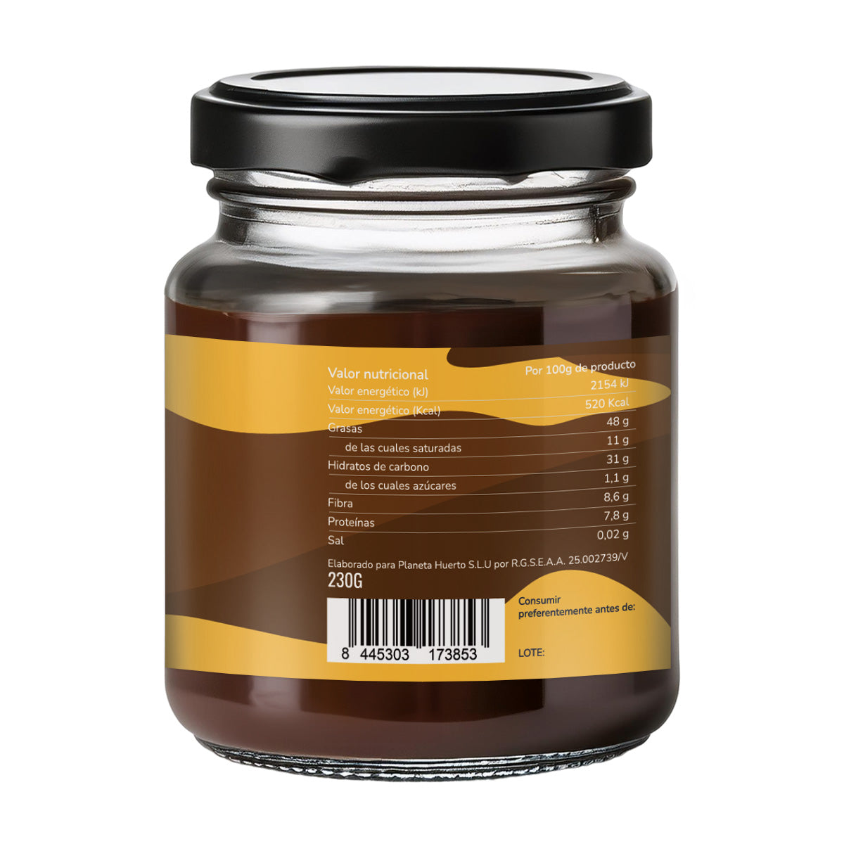 Hazelnoot- en cacaocrème zonder toegevoegde suikers ECO Planeta Huerto 230 g