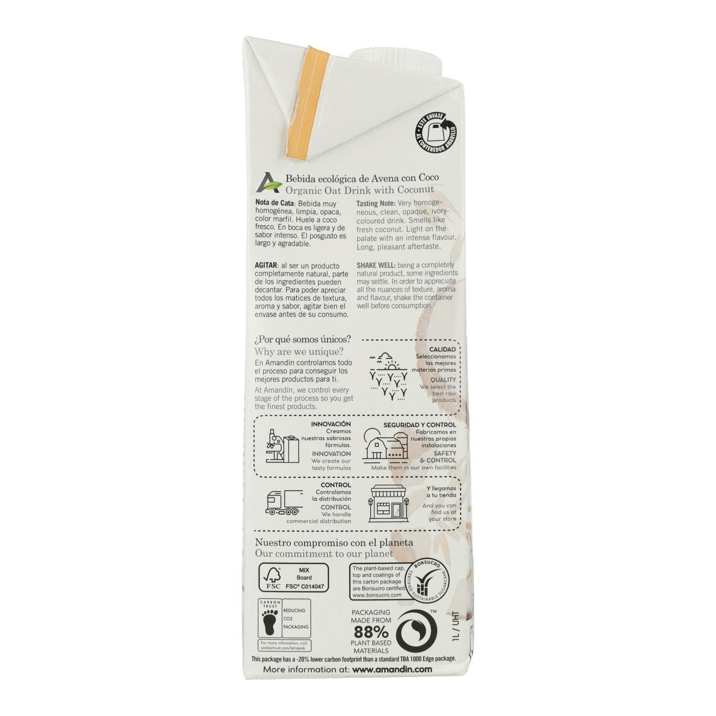 Pack 6 x Bebida de Avena con Coco Amandín 1 L