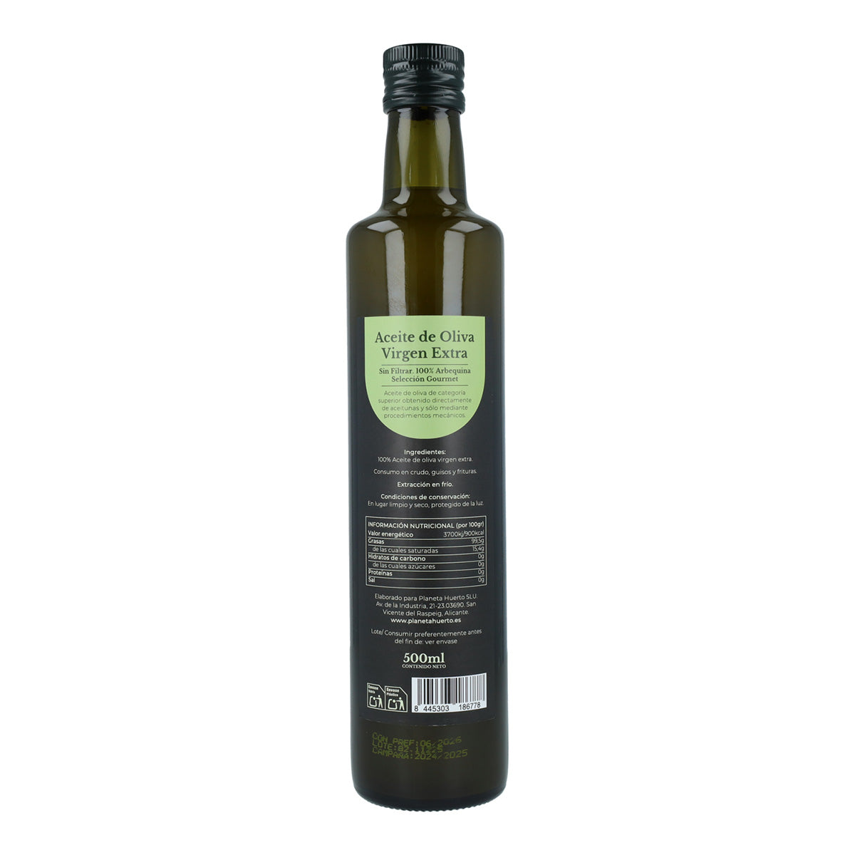 Ongefilterde groene extra olijfolie van eerste persing Planeta Huerto 500 ml