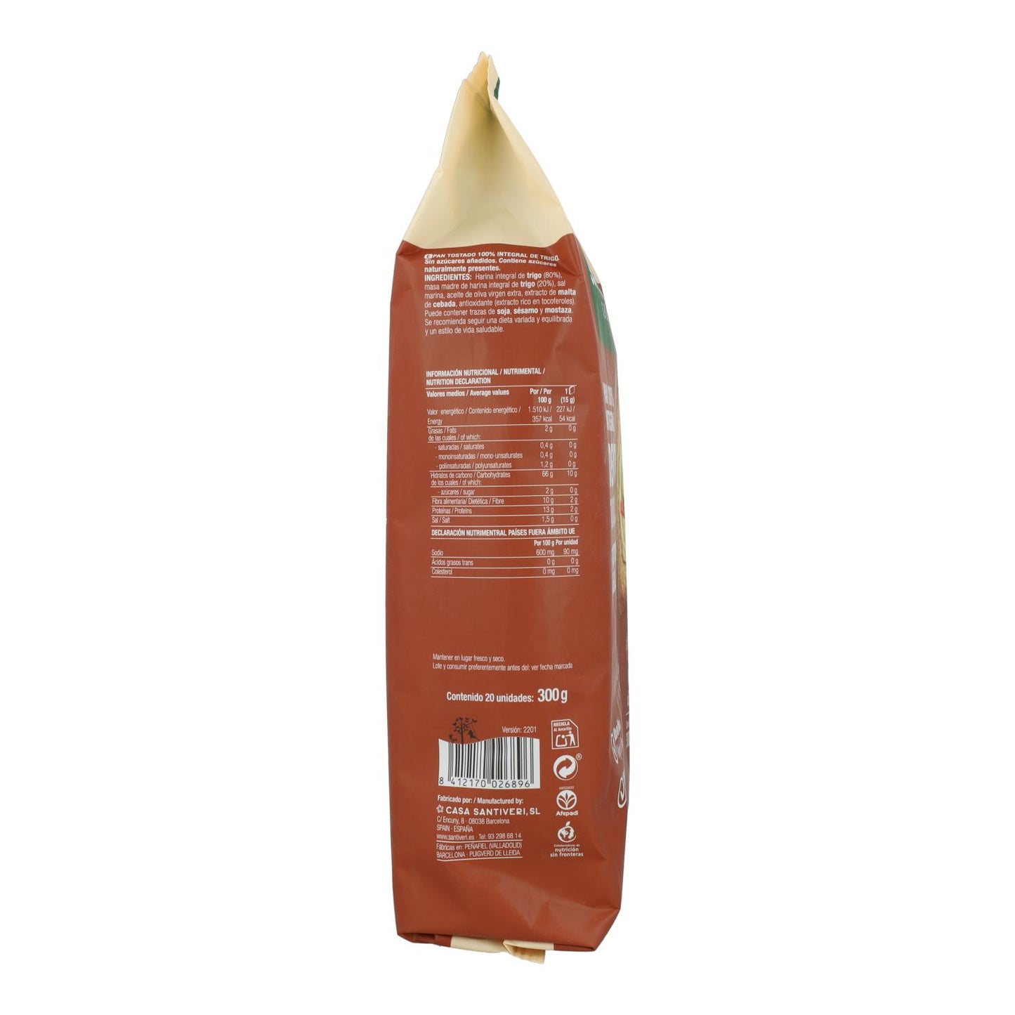Traditionellt dextrinbröd Santiveri 300 g
