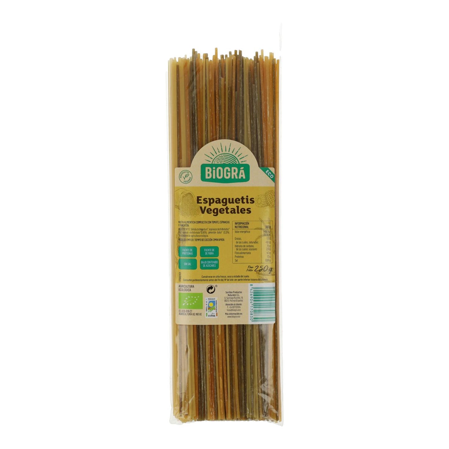 Spaghetti med grönsaker Biogra 250 g