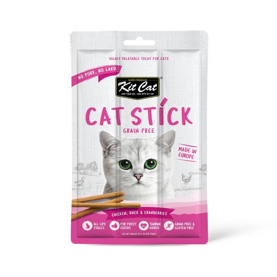 Kit Cat Cat Stick – Kyckling & Anka och Blåbär 15 g Halvfuktigt snacks för katter