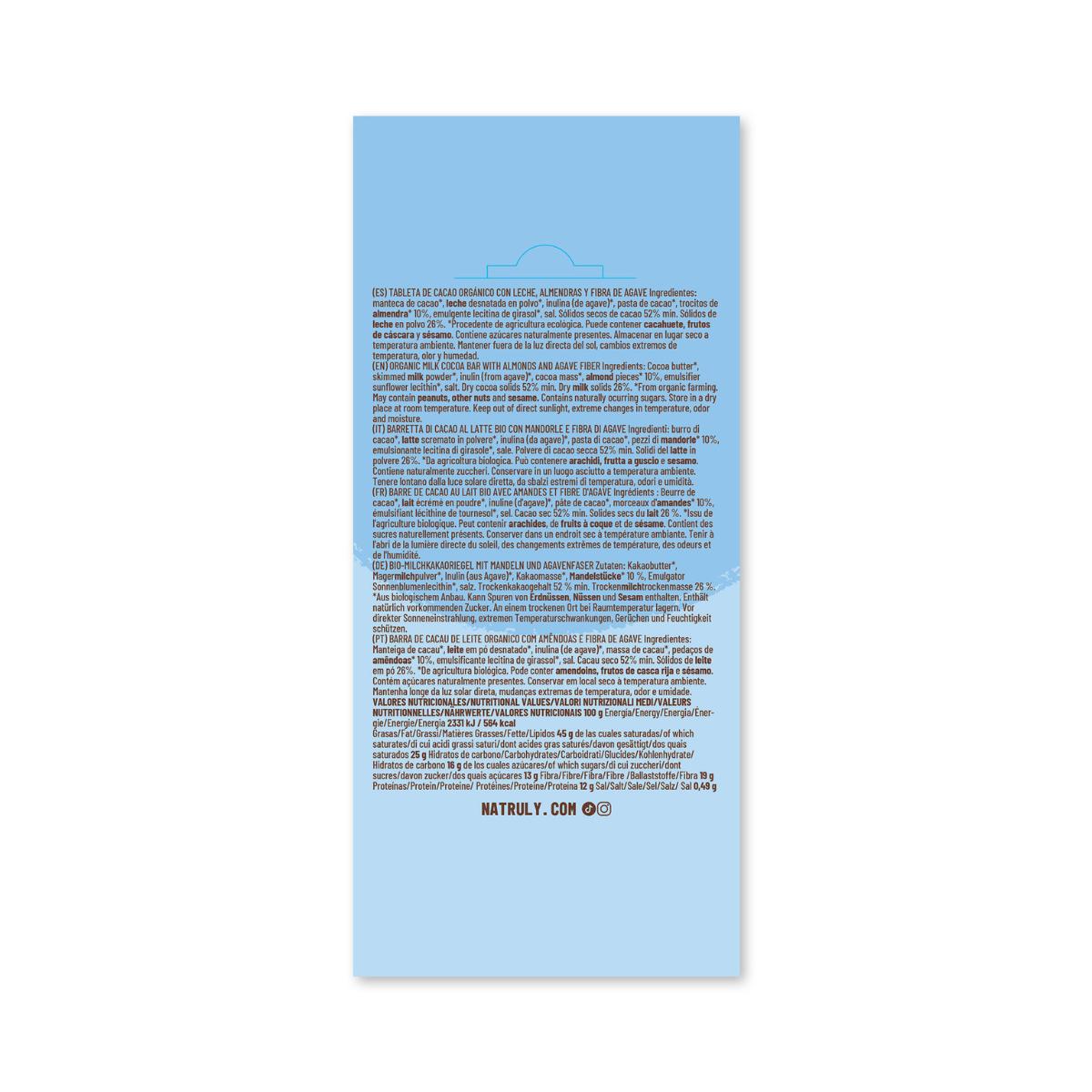 BIO-Schokoladentafel Chocolicious mit Milchschokolade und Mandeln Natruly 85 g