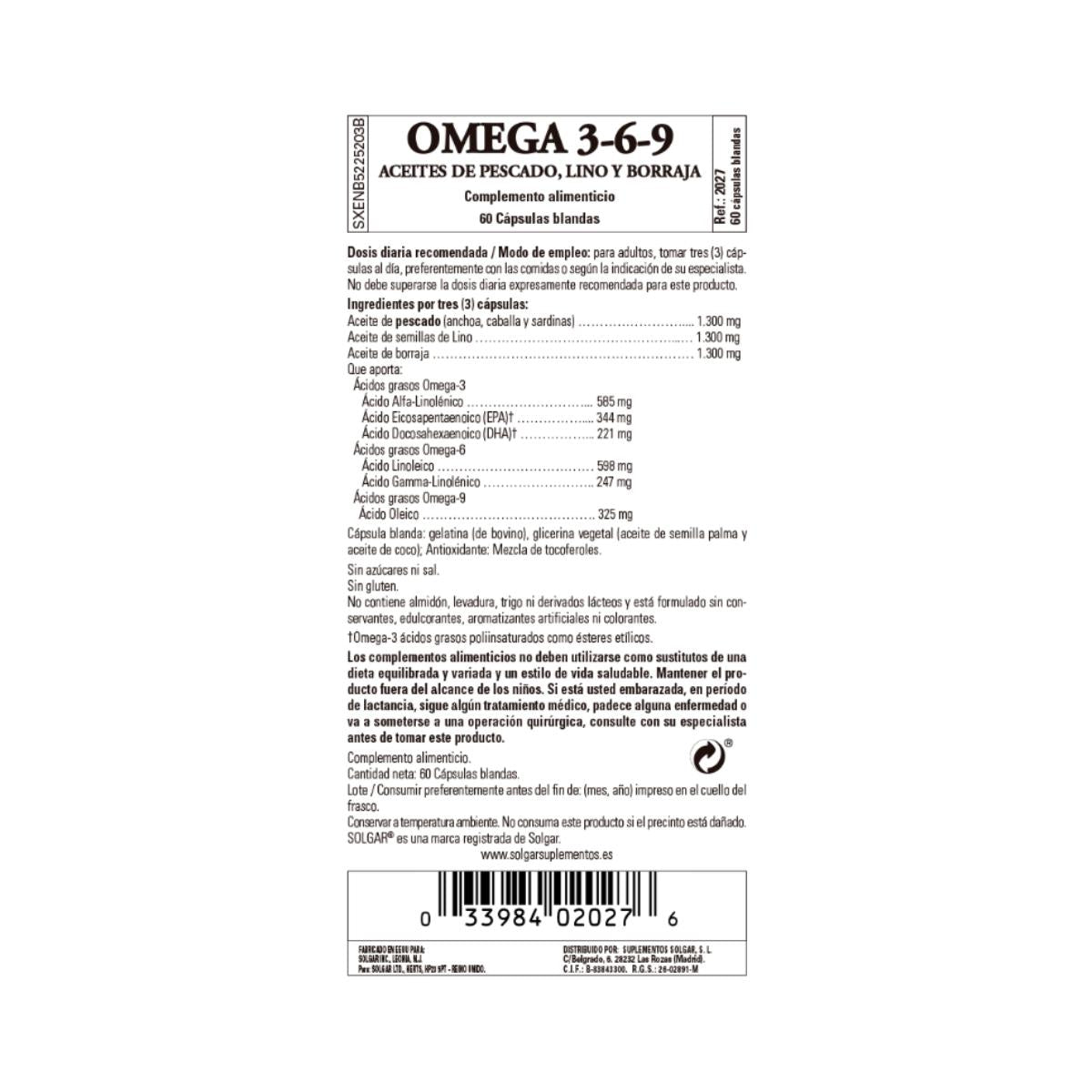 Omega 3 6 9 Solgar 60 Kapseln