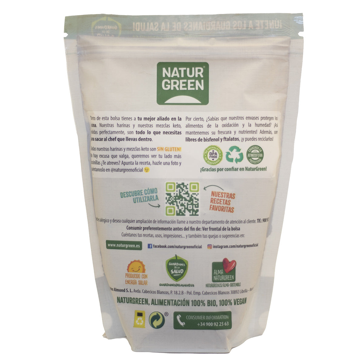 Mąka z chleba świętojańskiego Bio bezglutenowa NaturGreen 500 g