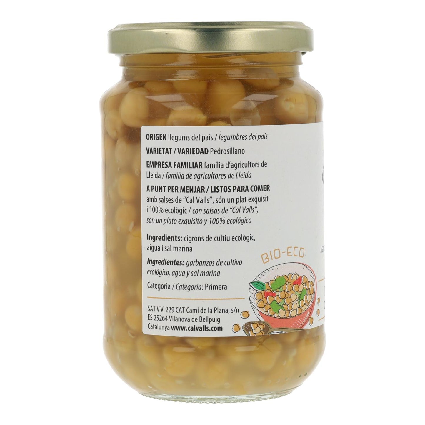 Pack of 6 x Cal Valls organic cooked chickpeas 220 g
