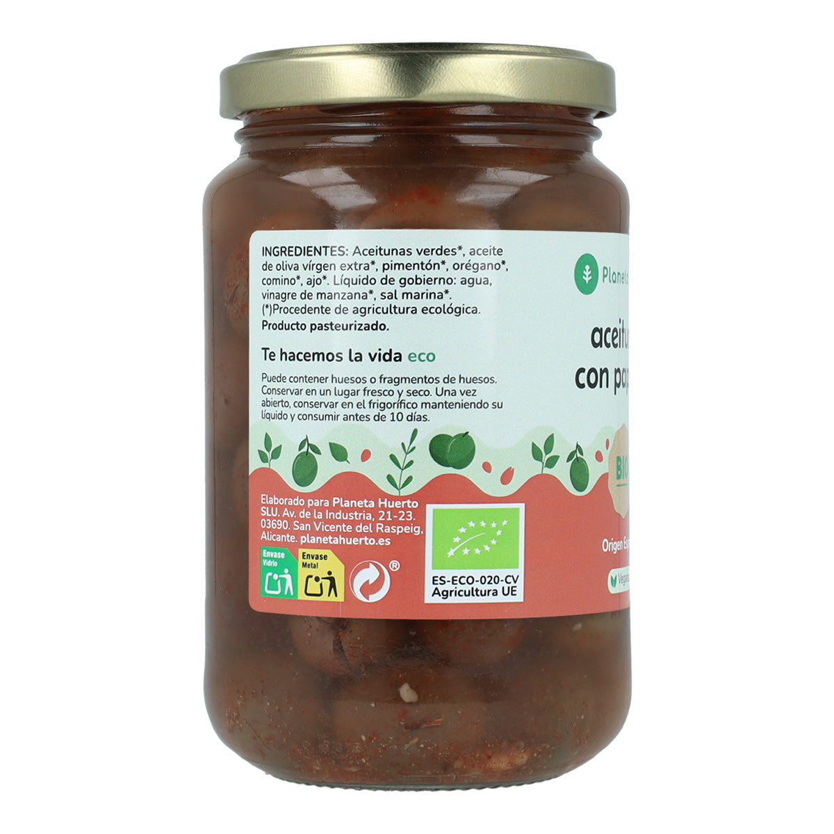Grüne Oliven mit Paprika Eco Planeta Huerto 390 g