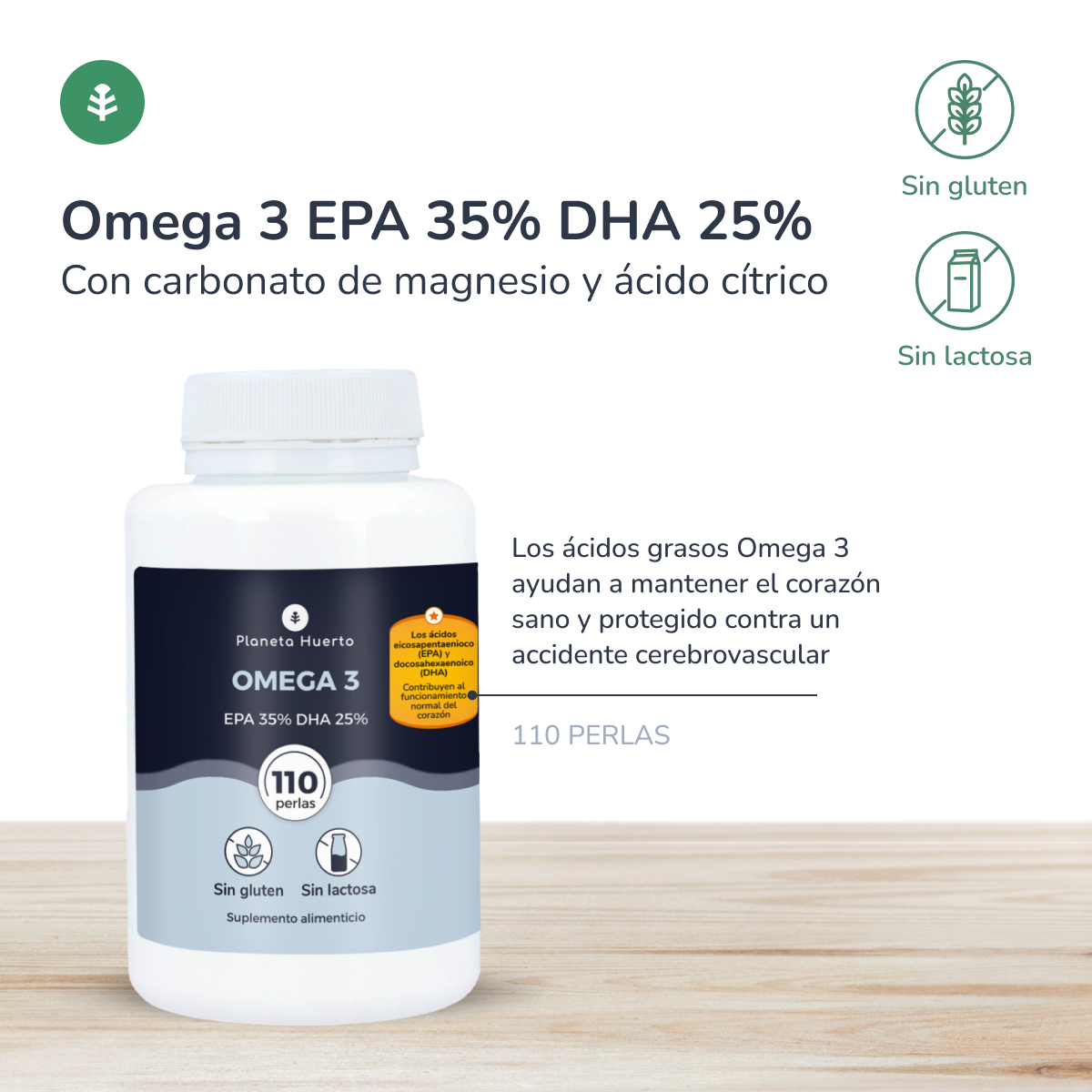 Omega 3 EPA 35% DHA 25% Planeta Huerto 110 perełek