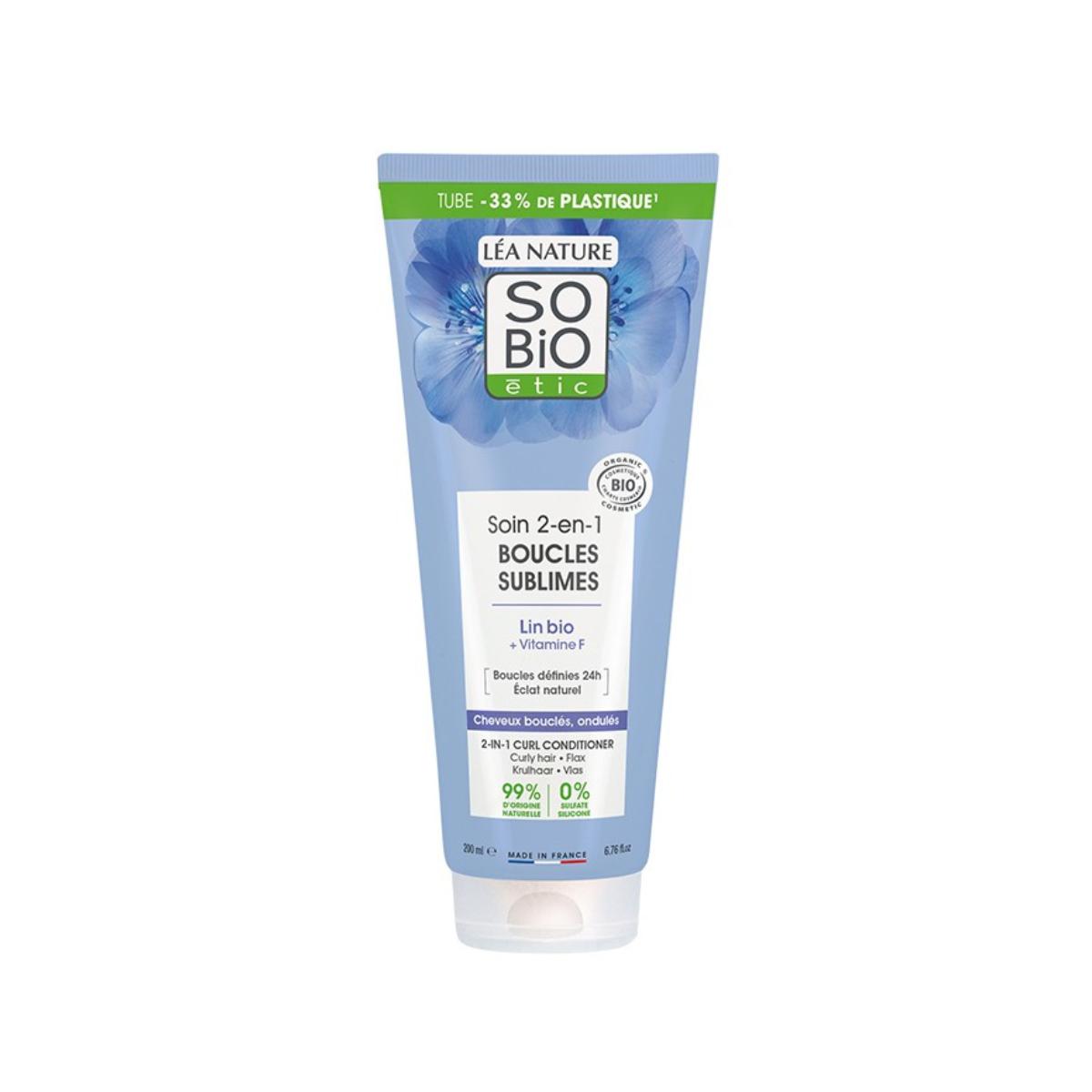 Odżywka do włosów kręconych 2 w 1 z lnem BIO i witaminą F So'Bio étic 200 ml