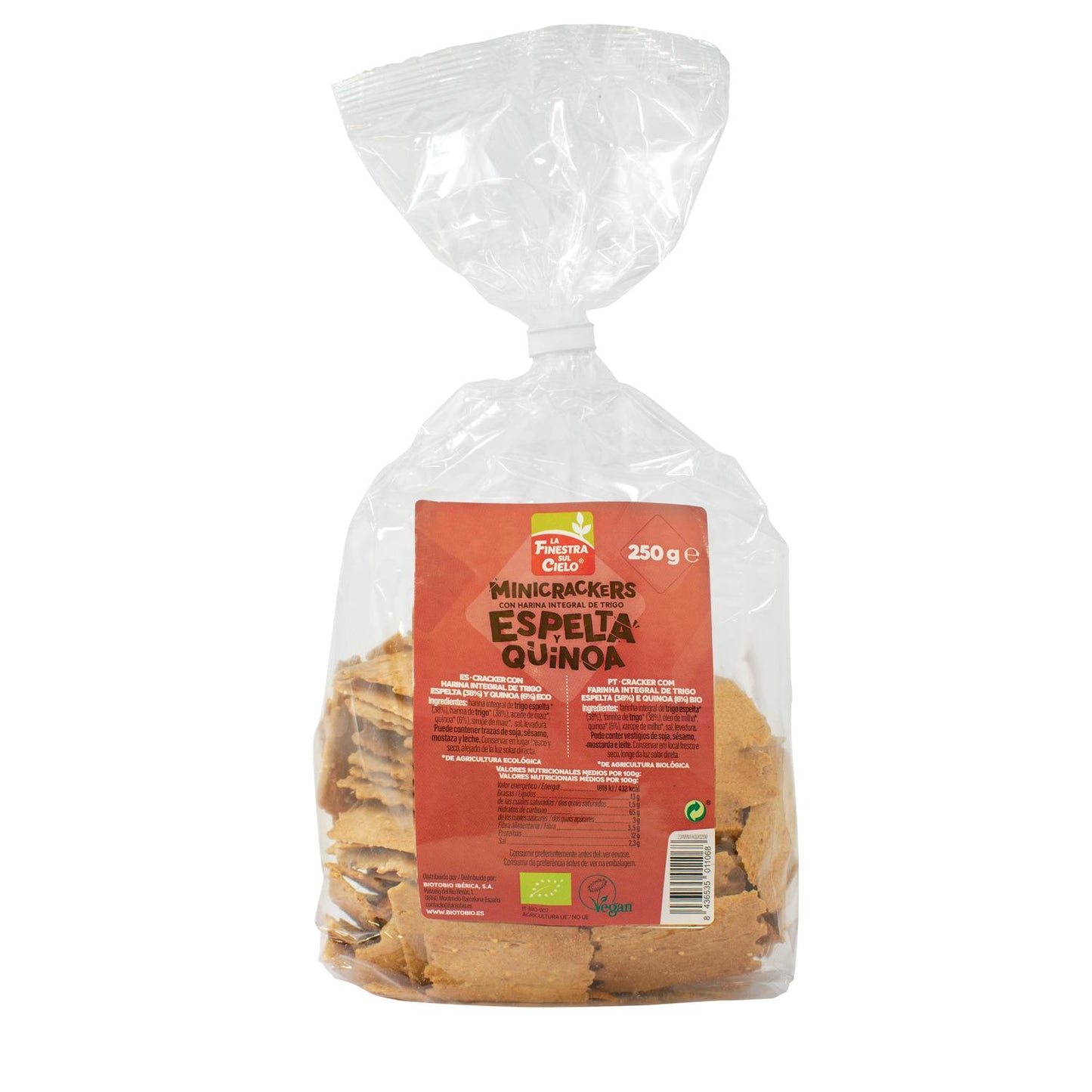 Mini crackers au blé complet d'épeautre et au quinoa bio La Finestra Sul Cielo 250 g