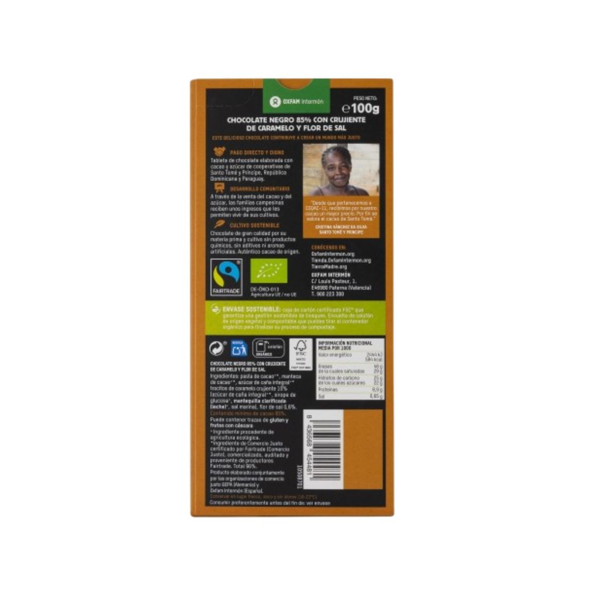Mörk chokladkaka 85 % karamell och florsalt Tierra Madre 100 g