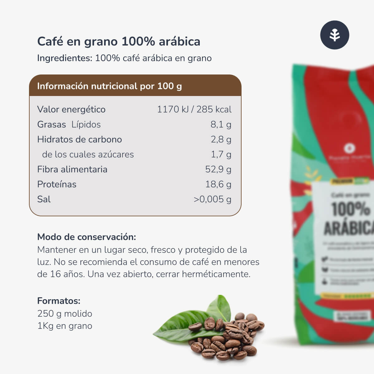 Kawa ziarnista Eco 100% Arabica Planeta Huerto 1 kg