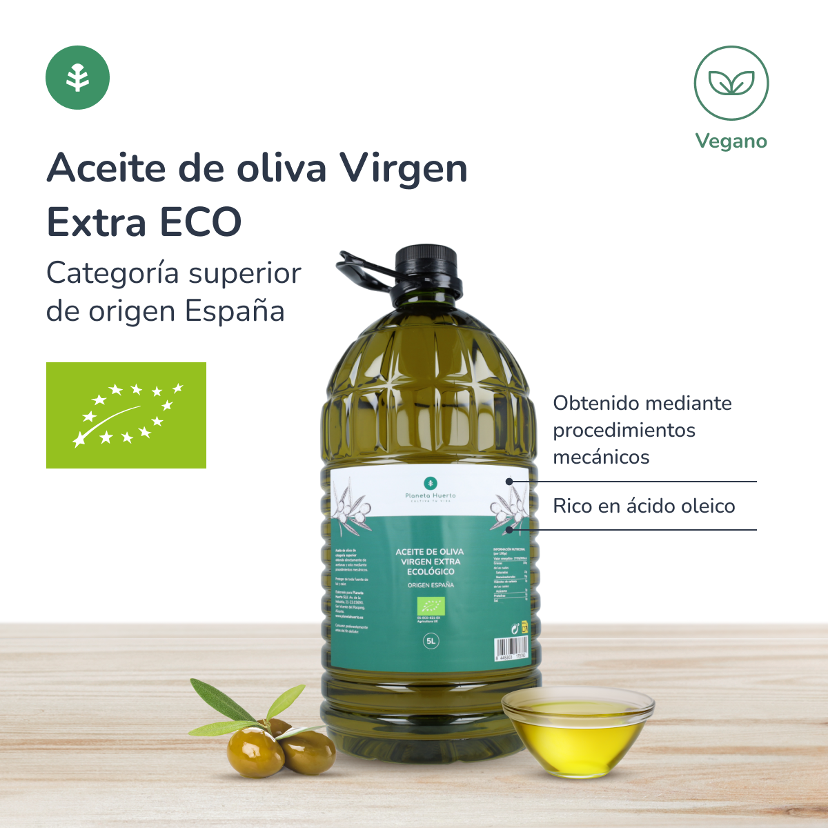 Extra Virgin Olive Oil ECO Planeta Huerto 5 L