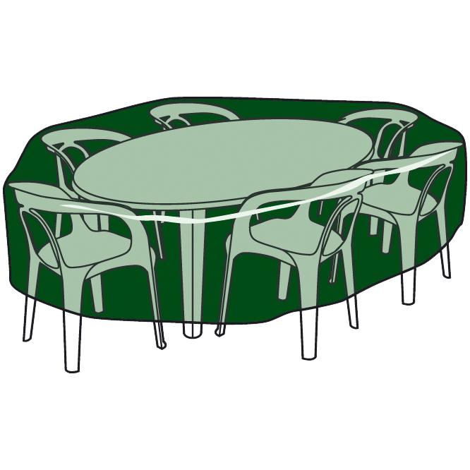 Funda circular cubre mesas y sillas de poliéster 205 cm x 90 cm