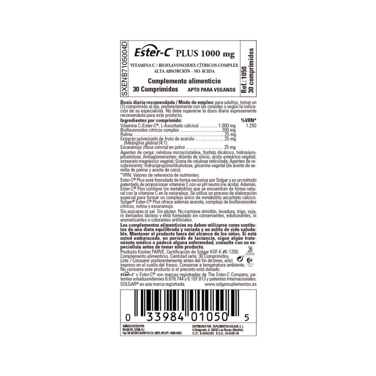 Ester C plus Vitamine C, 30 tabletten van 1000 mg