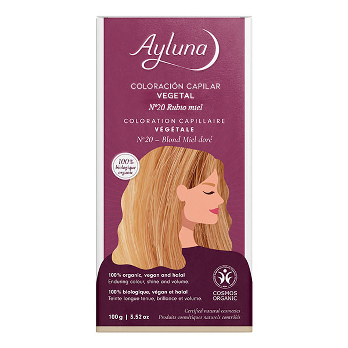 Colorant végétal 20 blond miel Ayluna, AYLUNA, 100 g