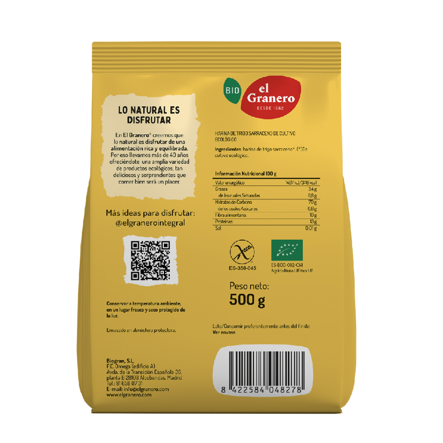 Glutenfreies Bio-Buchweizenmehl El Granero 500 g