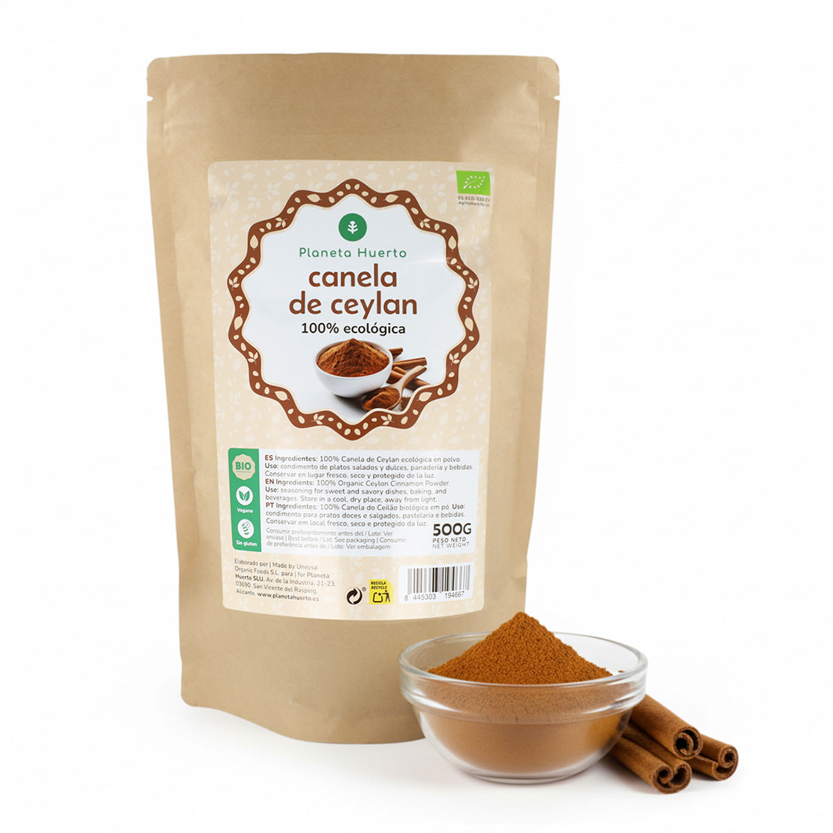 Ceylon-Zimtpulver ECO Planeta Huerto 500 g