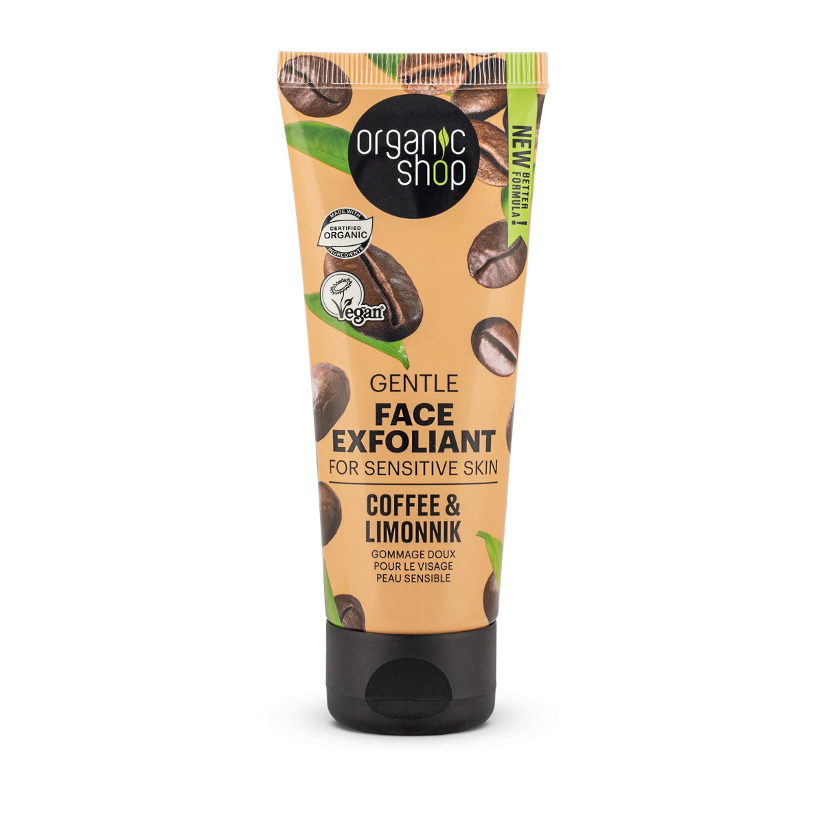 Sanftes Gesichtspeeling für empfindliche Haut mit Kaffee und Schizandra, Organic Shop 75 ml