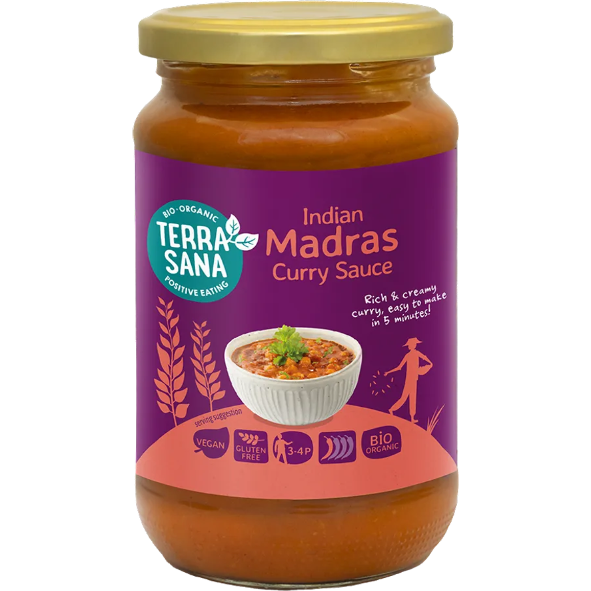 Sauce indienne au curry madras Terrasana 350 g