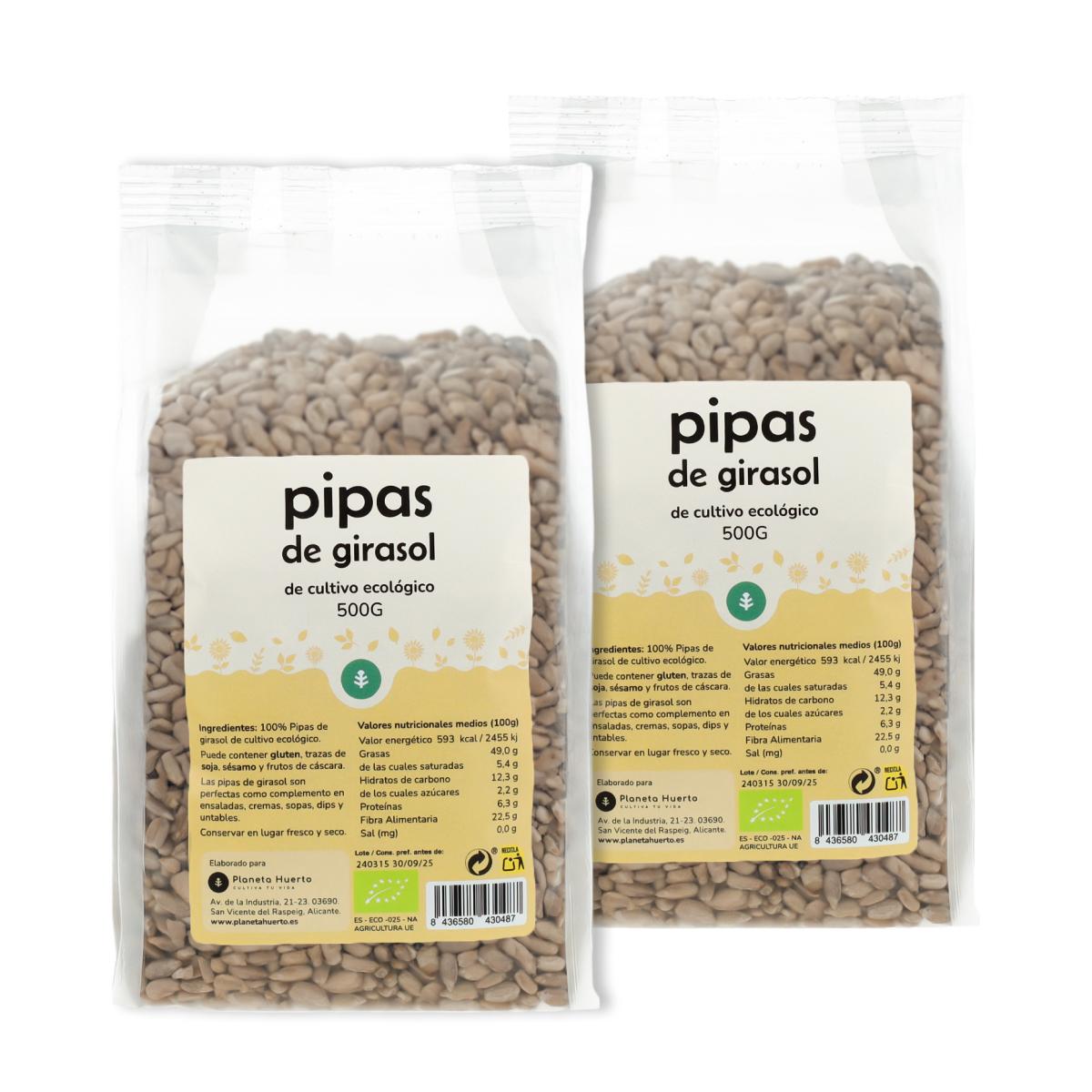Packung 2x geschälte Sonnenblumenkerne ECO Planeta Huerto 500 g