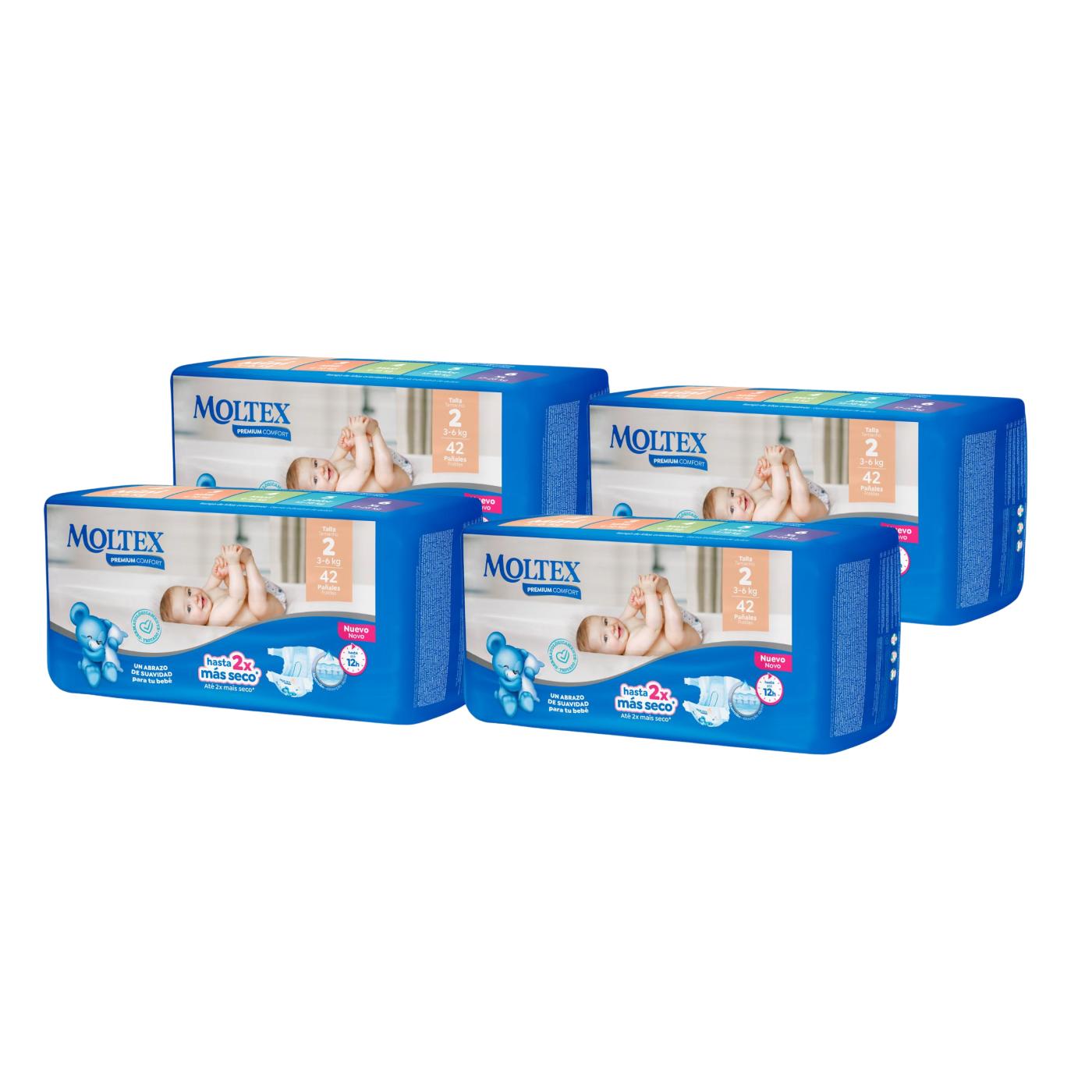 4-pack Moltex Premium Comfort T2-blöjor (3–6 kg) 42 st