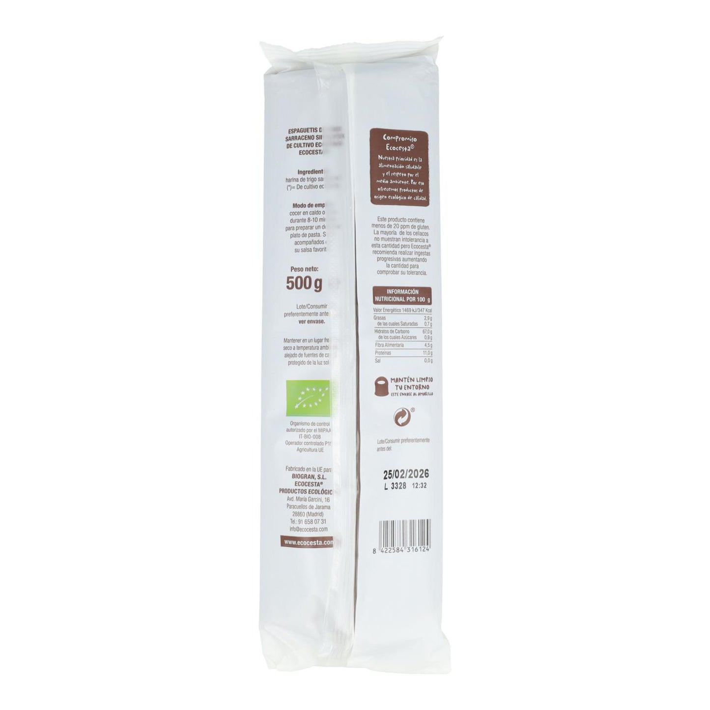 Pakket 12x glutenvrije spaghetti van boekweit BIO 500 g
