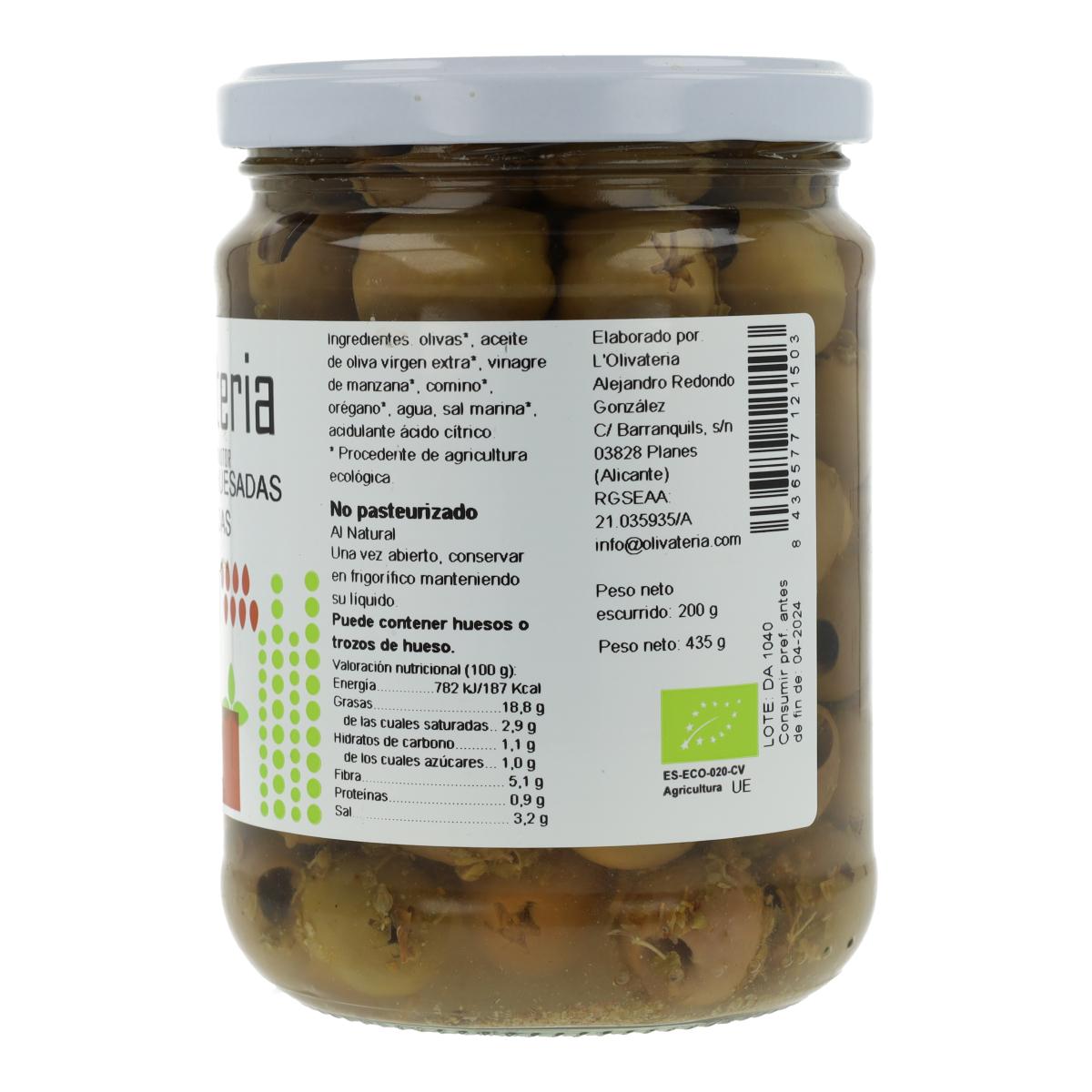 Oliwki bez pestek z dodatkiem przypraw Olivateria 225 g Bio