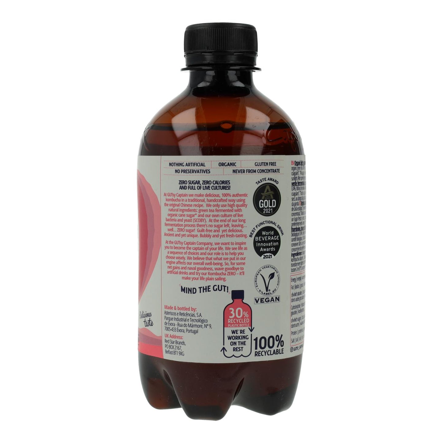 Captain Kombucha Zero Framboos Bio 400 ml