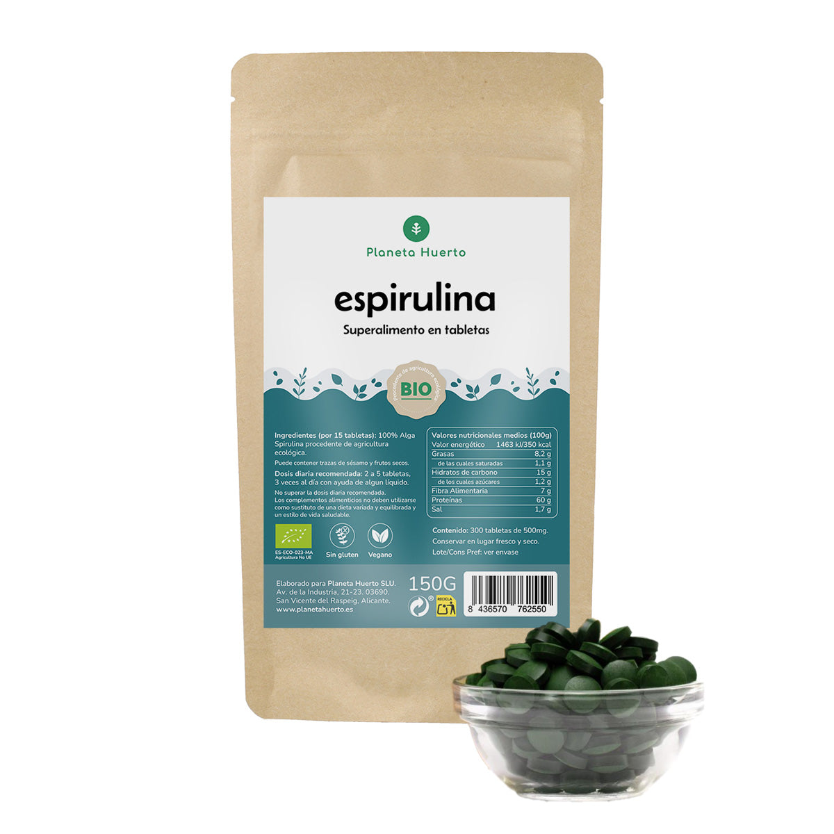 Spiruline Bio 500mg Planet Orchard 300 comprimés
