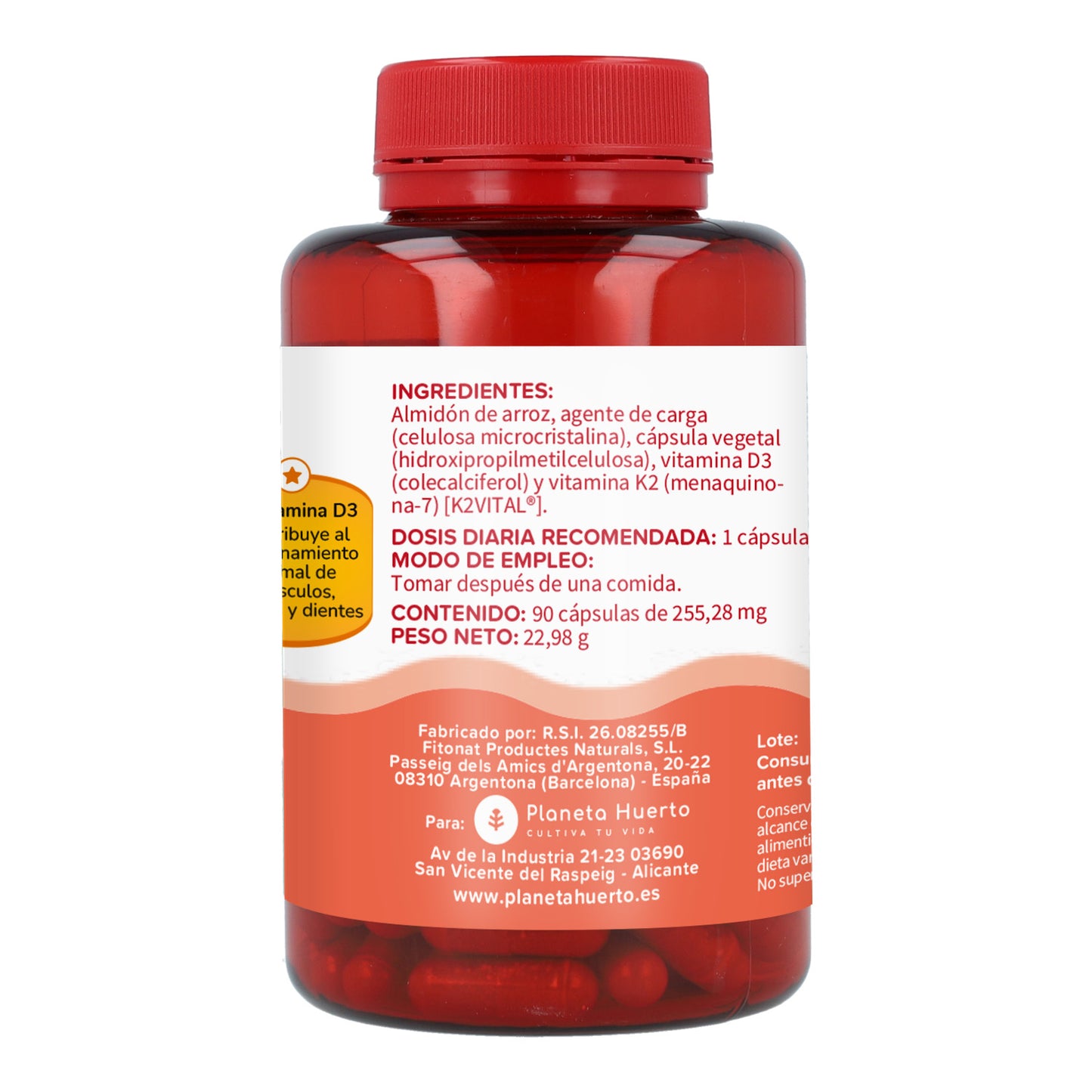 Vitamin D3 & K2 (Mk7) Planeta Huerto 90 Kapseln