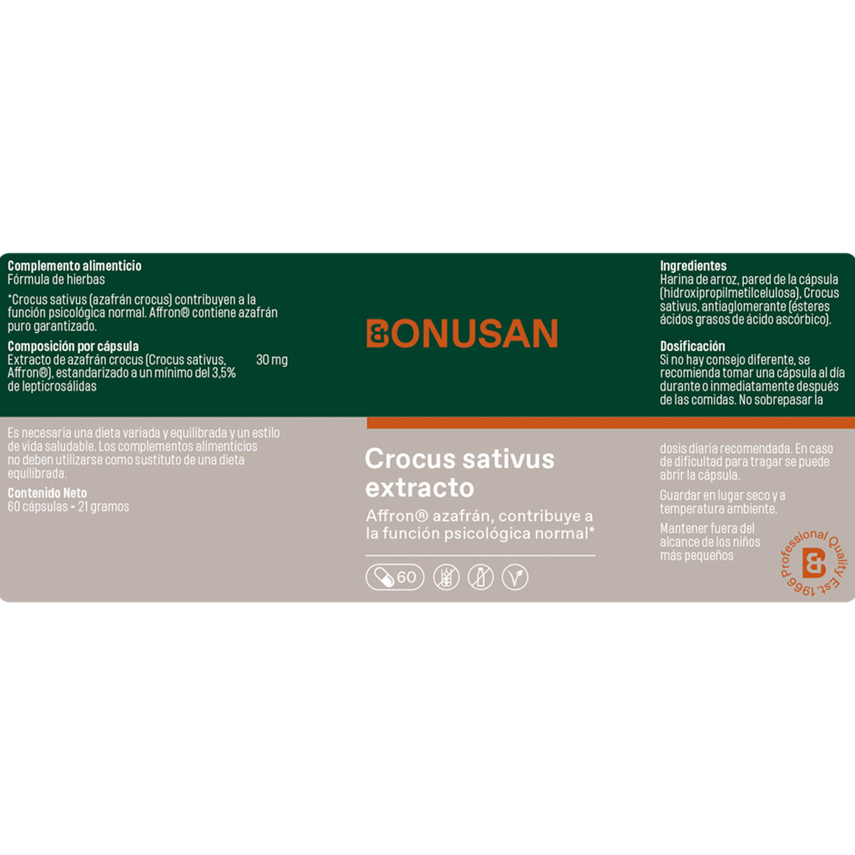 Wyciąg z krokusa sativus Bonusan 60 kapsułek