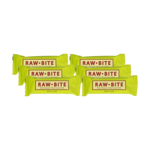 Pack of 6 Raw-Bite Lime Organic Bars 50 g