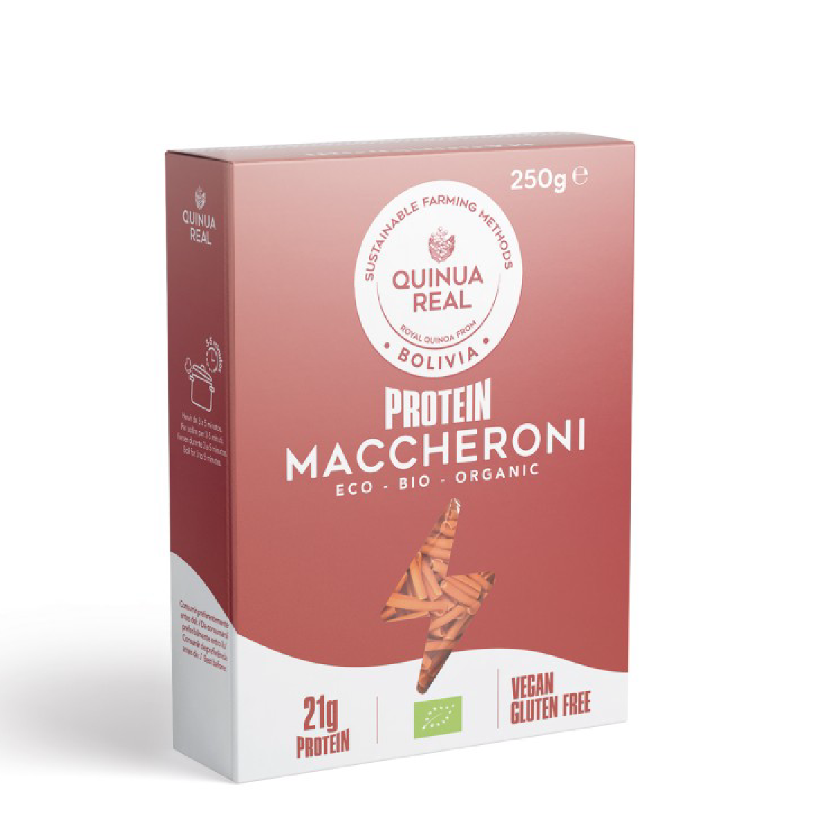 Makaron proteinowy Macheroni z komosą ryżową, ryżem i soczewicą bezglutenową Quinua Real 250 g