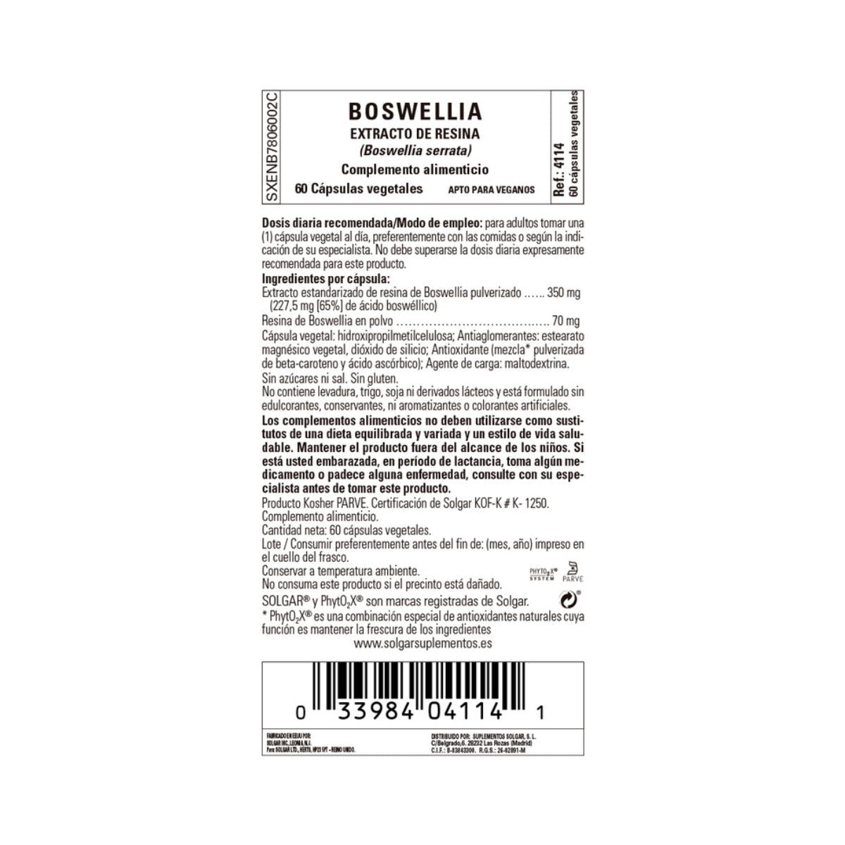 Boswellia-hars extract Solgar 60 capsules