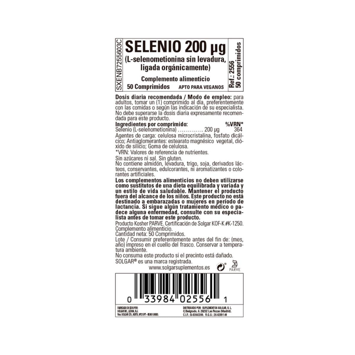 Selenium (zonder gist) 50 tabletten