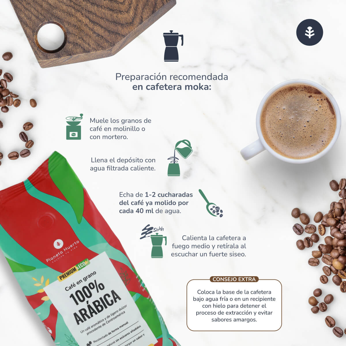Pack 3x Eco 100% Arabica Kaffeebohnen Planeta Huerto 1 Kg