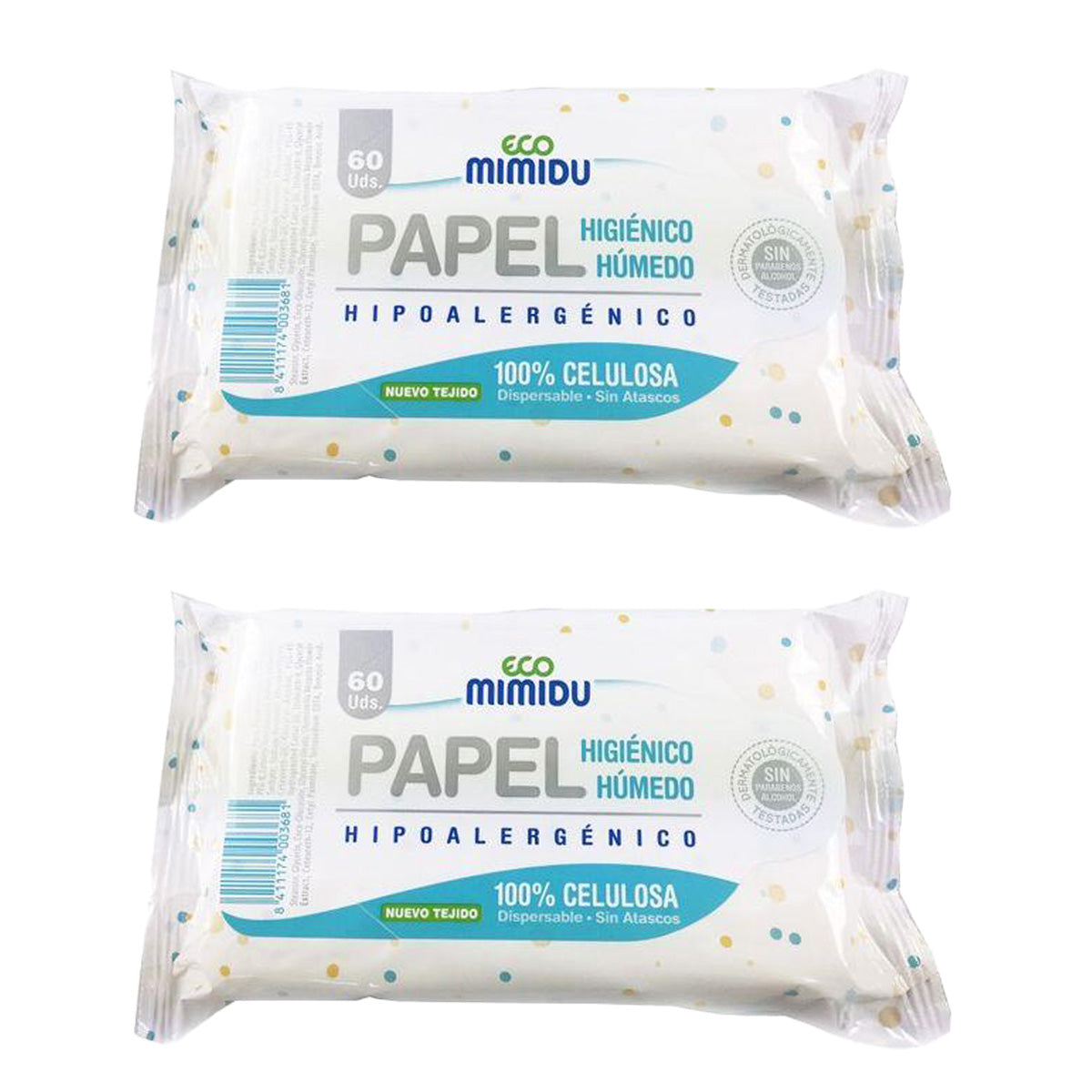 Opakowanie 2x wilgotny papier toaletowy Mimidu ECO 60 szt.