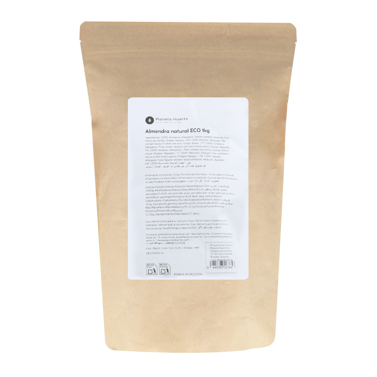 Amandes naturelles avec peau ECO Planeta Huerto 1 kg