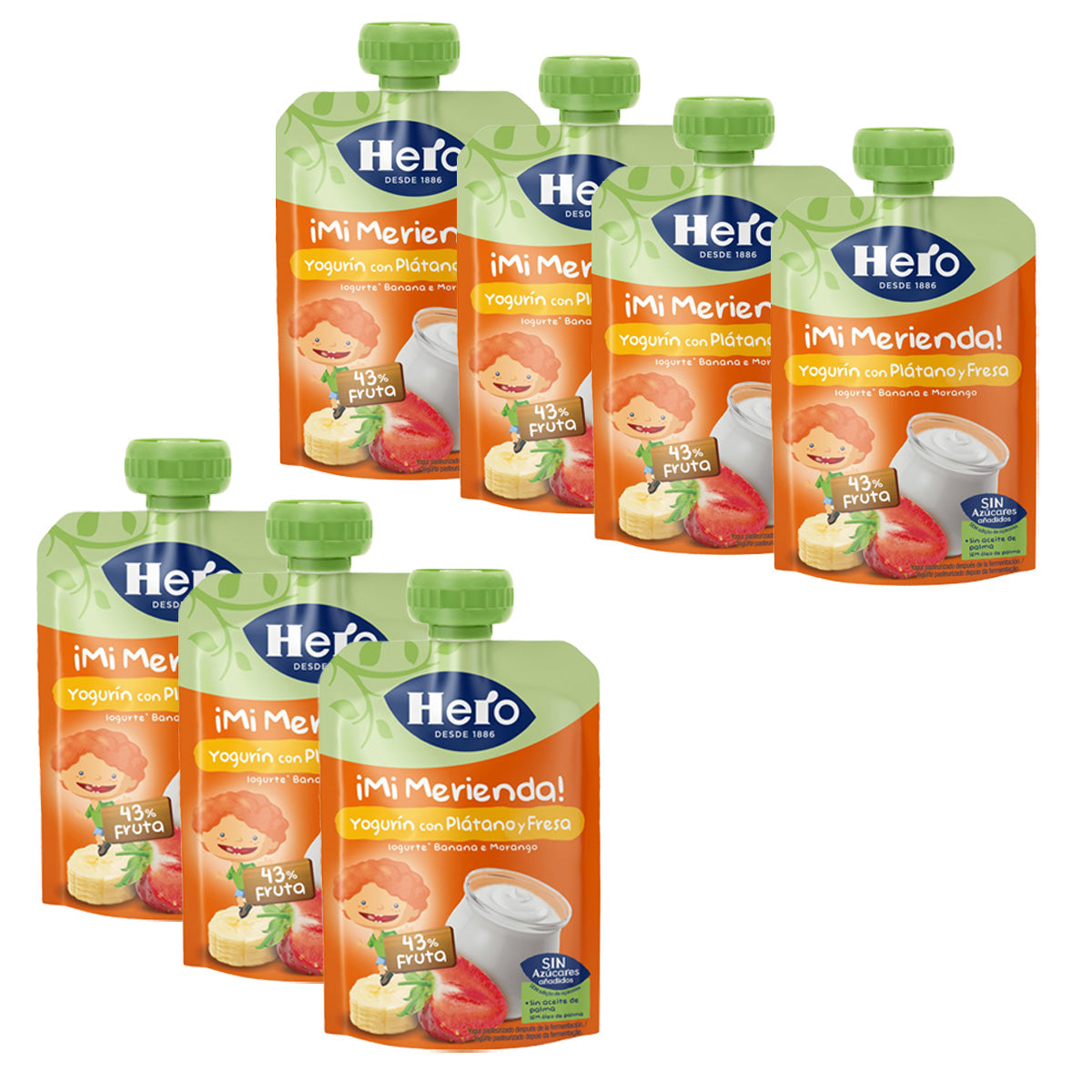 Zestaw 7x Yogurin bananowo-truskawkowy Hero 100 g