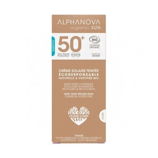 Krem przeciwsłoneczny do twarzy SPF 50+ z kolorem Alphanova 50 ml.