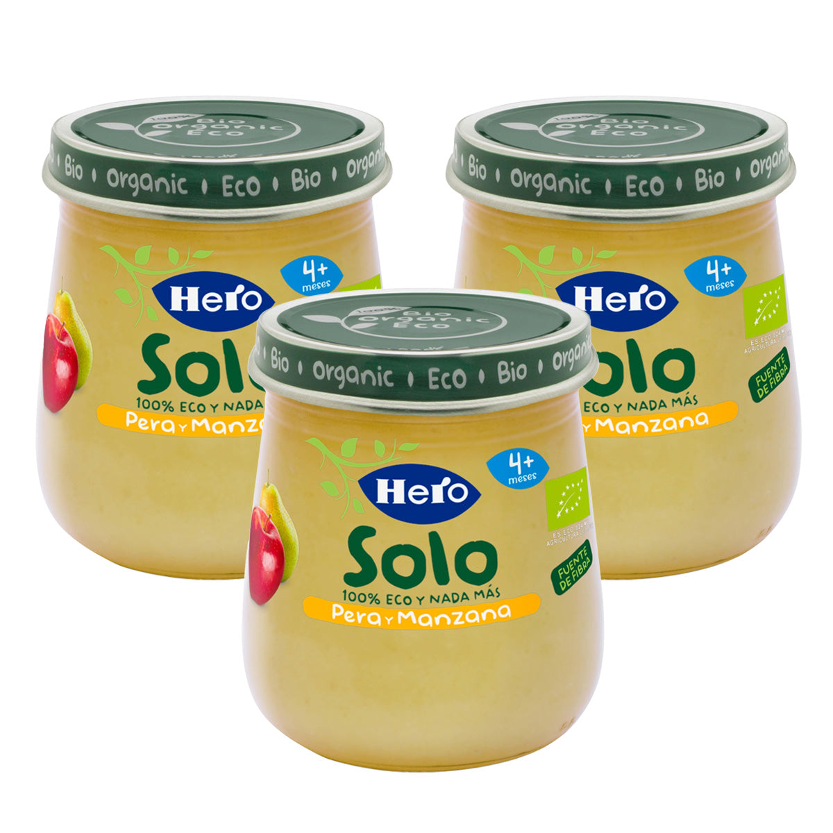 Pack of 3 Eco Pear and Apple Jars 120 g-Hero Solo