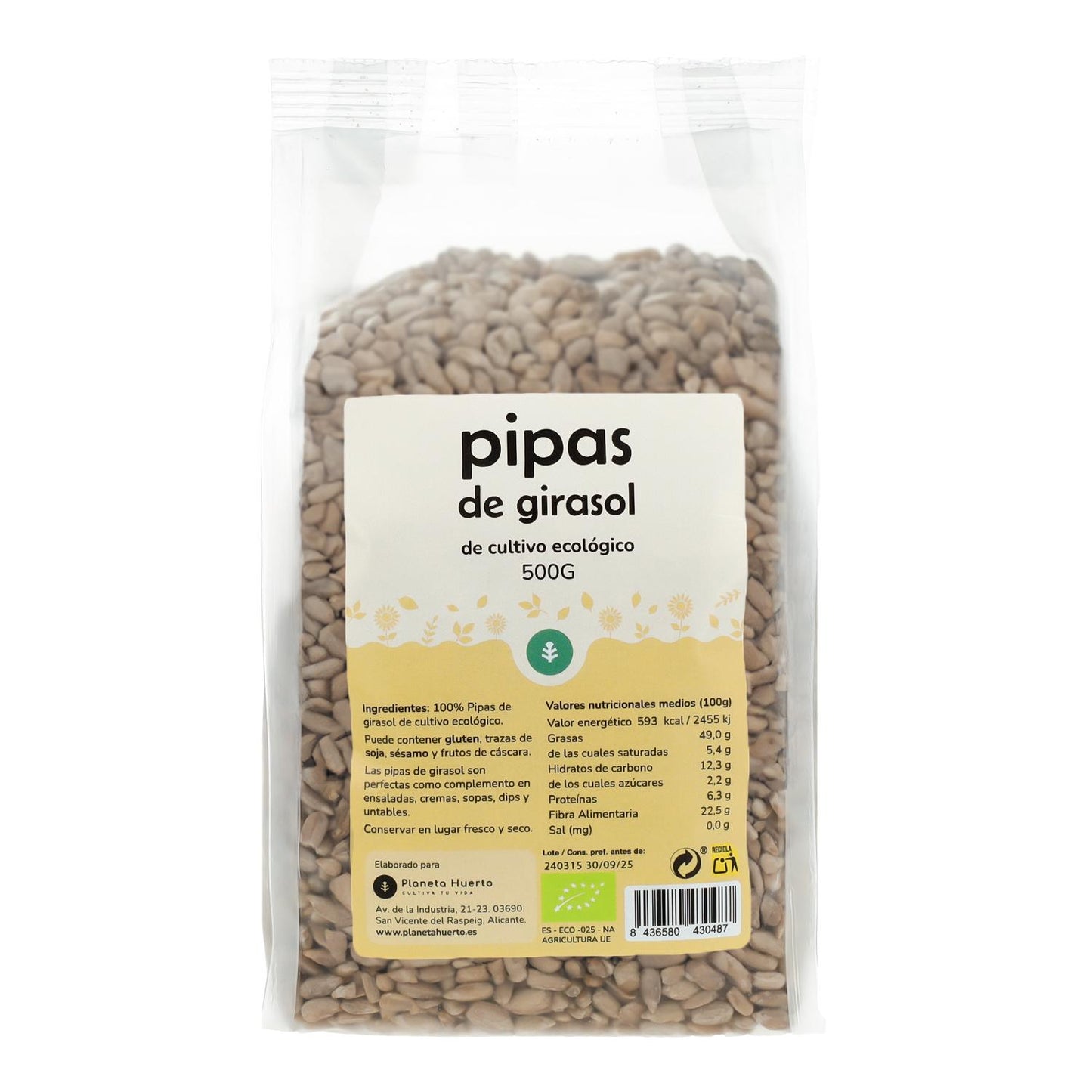 Geschälte Sonnenblumenkerne ECO Planeta Huerto 500 g