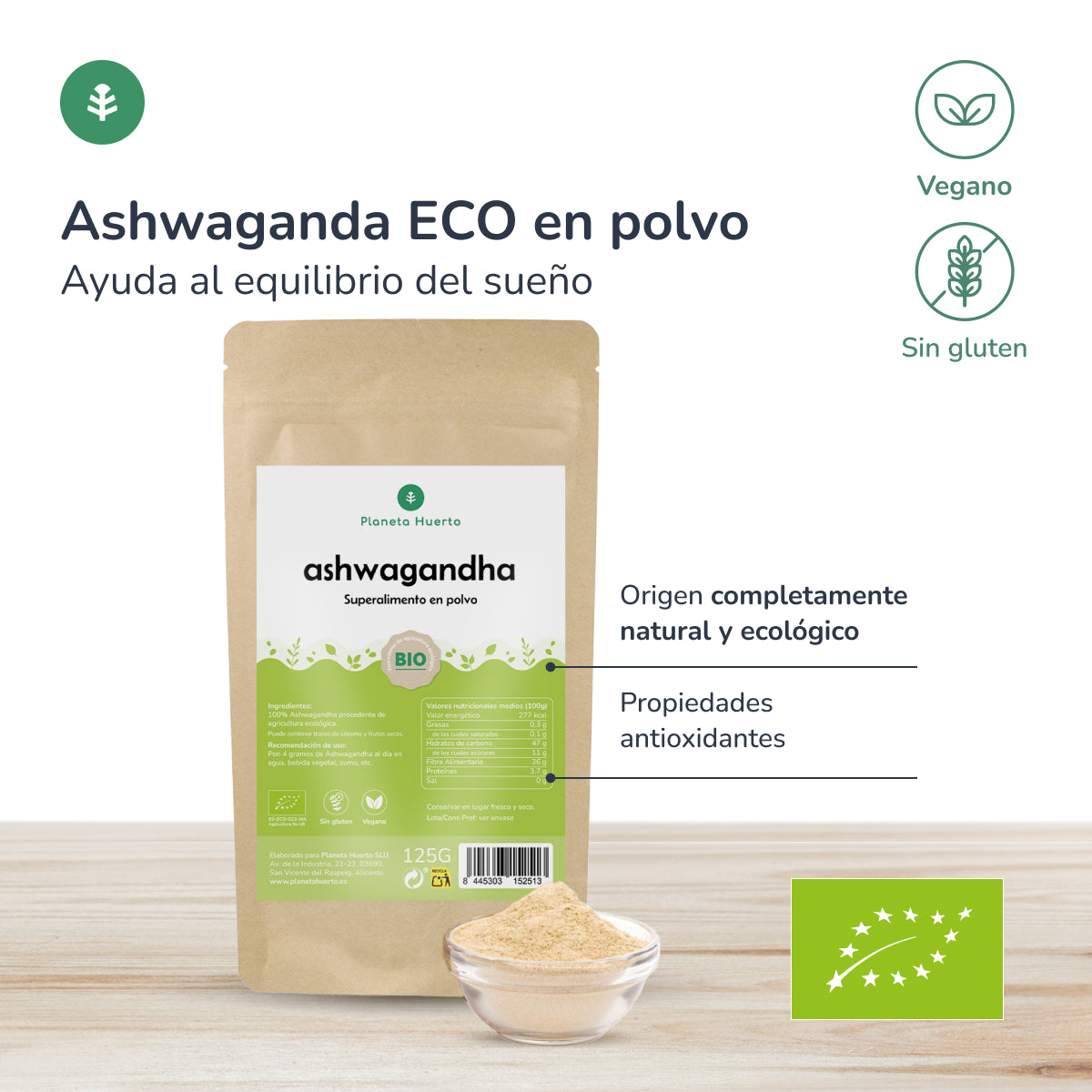 Ashwagandha-Pulver ECO Planeta Huerto 125 g
